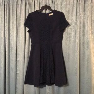 Navy dress w/lace down the front and the sleeves